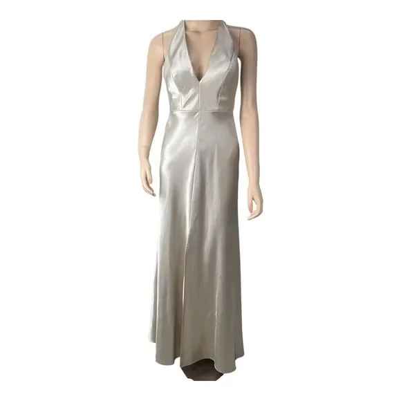 Jenny Yoo | Dresses | Jenny Yoo Satin Halter Bridesmaid Event Evening Dress  Gown Sz Champagne